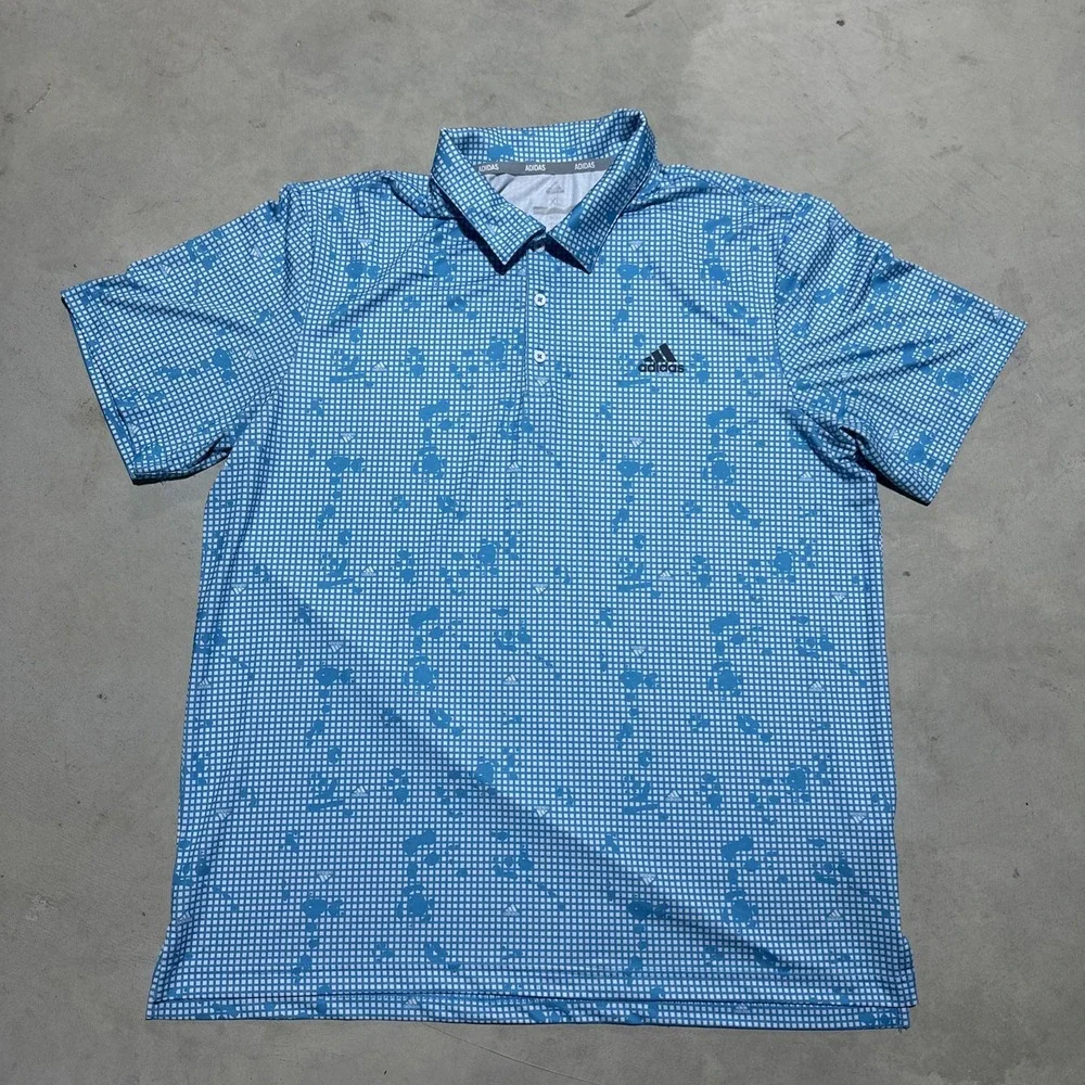 Adidas Golf Blue Night Camo Print Shirt Men's SZ XL Polo Collared Lightweight